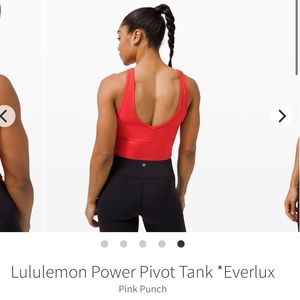 Lululemon power pivot tank top pink punch
